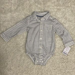 Carter’s baby boy white & blue striped bodysuit.